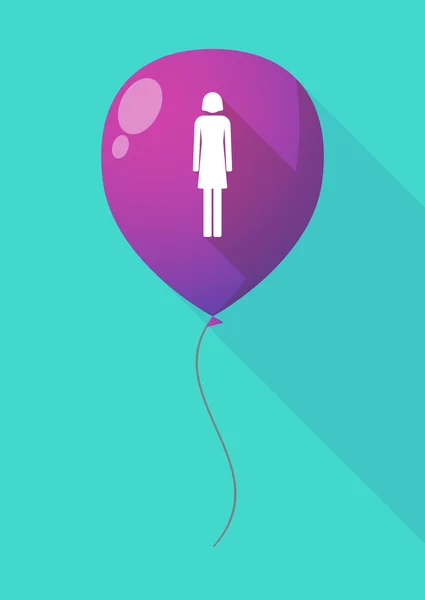 Lange schaduw ballon met een vrouwelijke pictogram — Stockvector