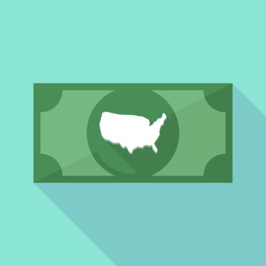 Uzun gölge banknot simgesiyle ABD Haritası