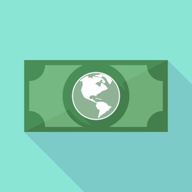 Uzun bir Amerika Bölge dünya dünya ile gölge banknot simgesi