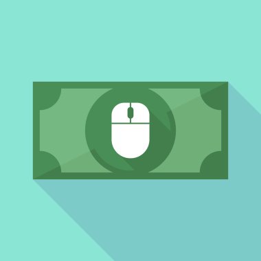 Uzun gölge banknot simgesi ile bir kablosuz fare