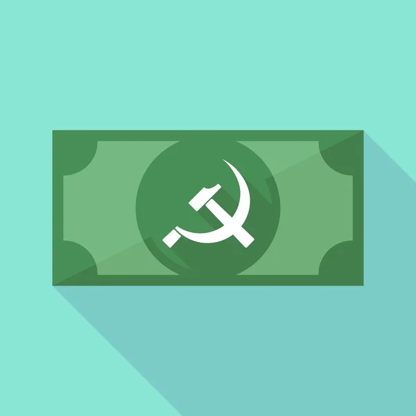 Long shadow banknote icon with  the communist symbol — Stock Vector