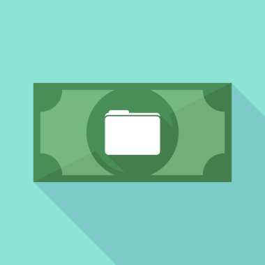 Uzun gölge banknot simge bir klasör ile 