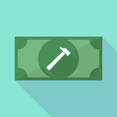 Uzun bir çekiç ile gölge banknot simgesi