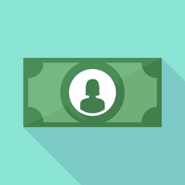 Uzun gölge banknot simgesi bir kadın avatar ile