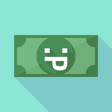 Bir dil metin yüz yapışmasını ile uzun gölge banknot simgesi