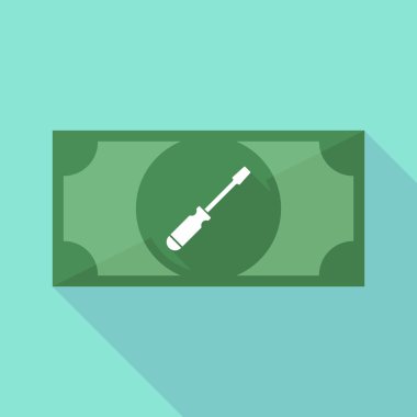 Uzun bir tornavida ile gölge banknot simgesi