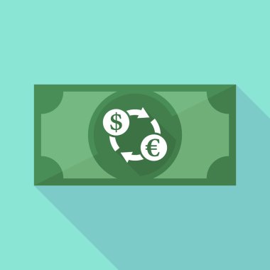 Dolar euro döviz işareti uzun gölge banknot simgesi