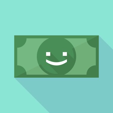 Uzun bir gülümseme metin yüz ile gölge banknot simgesi