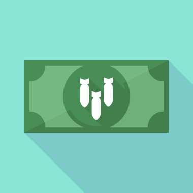 Üç bomba düşüyor uzun gölge banknot simgesi