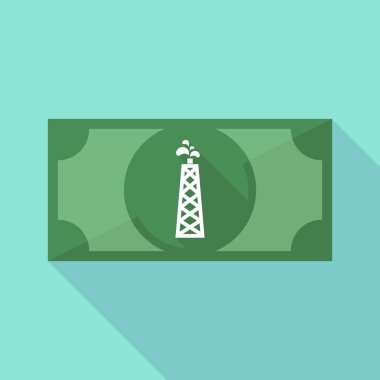 Uzun bir petrol kulesi ile gölge banknot simgesi