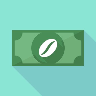 Uzun bir kahve çekirdeği ile gölge banknot simgesi