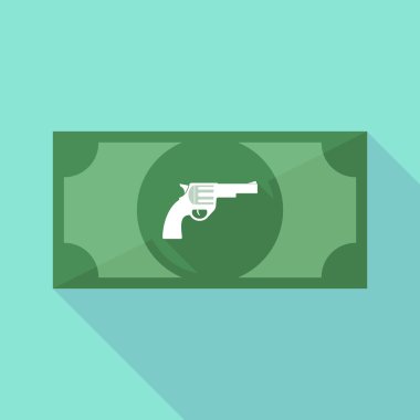 Uzun bir silah ile gölge banknot simgesi