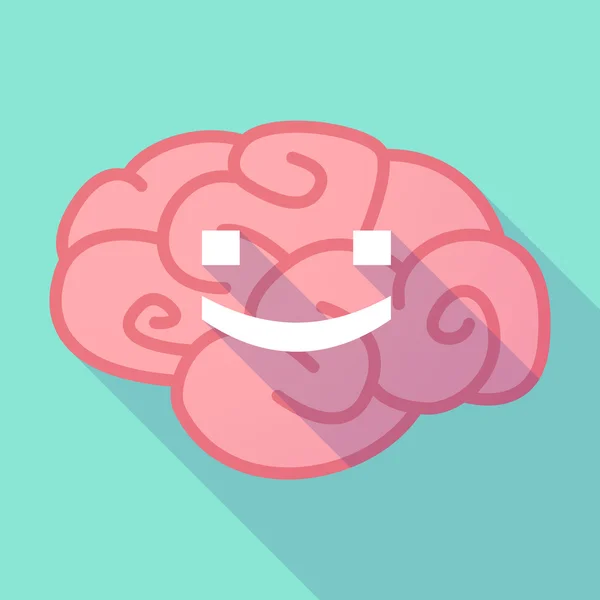 Cerebro de sombra larga con una sonrisa cara de texto — Archivo Imágenes Vectoriales