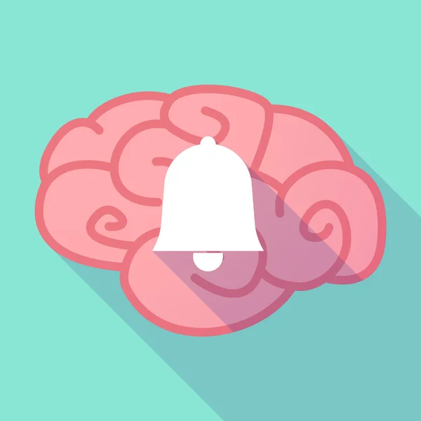 Longue ombre cerveau avec une cloche — Image vectorielle