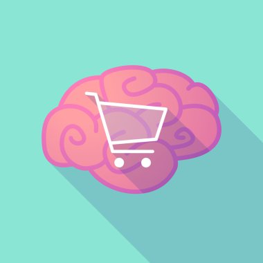 Uzun bir alışveriş sepeti ile beyin gölge