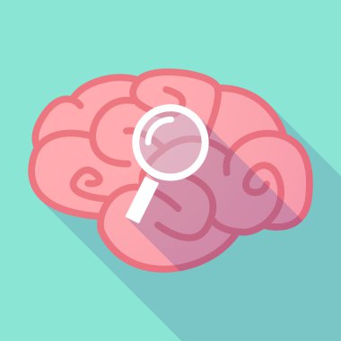 Uzun gölge beyin bir büyüteç ile