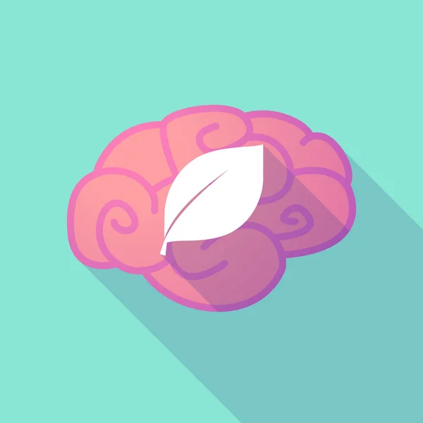 Cerebro de sombra larga con una hoja — Vector de stock