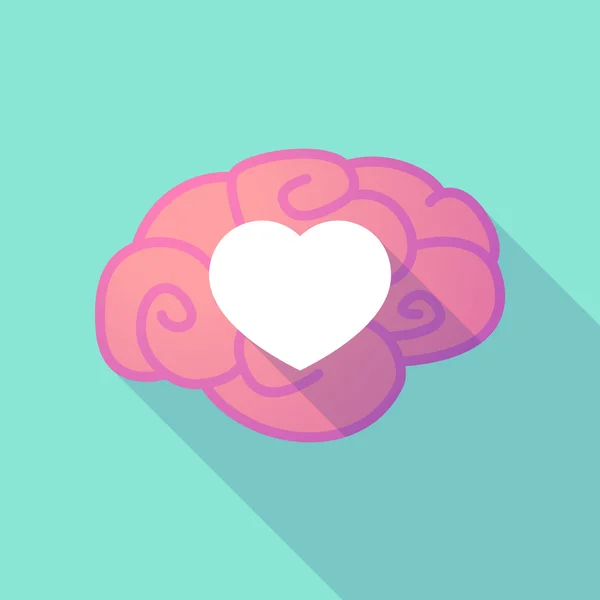 Lange schaduw hersenen met een hart — Stockvector