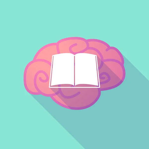 Long shadow brain with  a book — Stock Vector