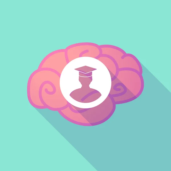 Longue ombre cerveau avec un étudiant — Image vectorielle