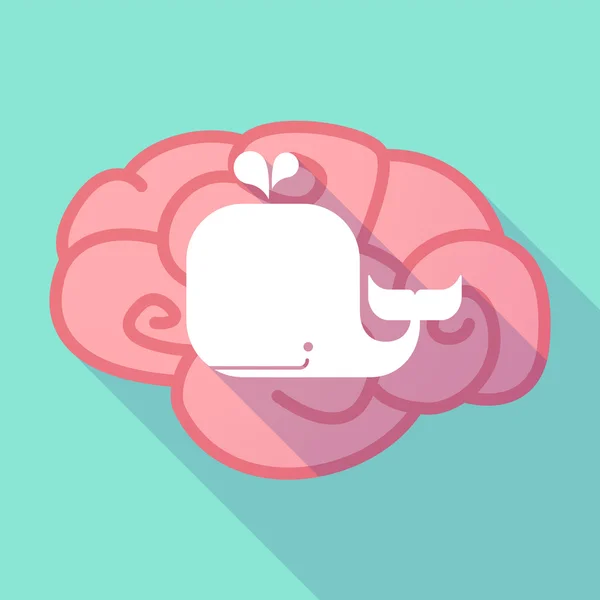 Long shadow brain with  a whale — Stock Vector