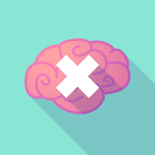 Cerebro de sombra larga con un signo de x — Vector de stock