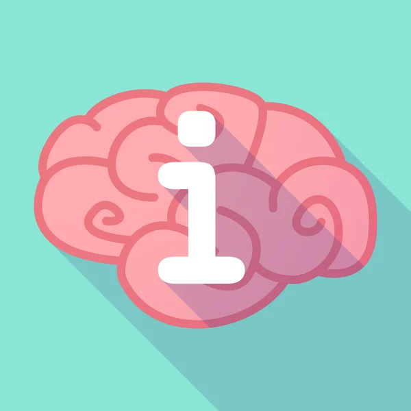 Longue ombre cerveau avec un signe info — Image vectorielle