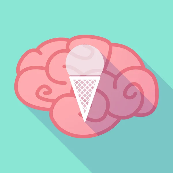 Långa skugga hjärna med en glass kon — Stock vektor