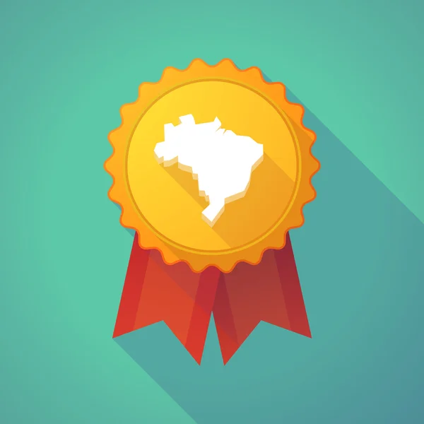 Icône de badge ombre longue avec une carte de Brésil — Image vectorielle