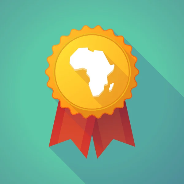 Långa skugga-bricka ikonen med en karta över den afrikanska kontinenten — Stock vektor