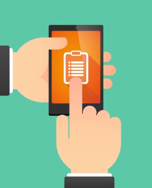 Rapor gösterme bir telefonu kullanan adam