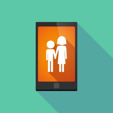 Uzun bir çocukluk piktogram ile gölge telefon simgesi