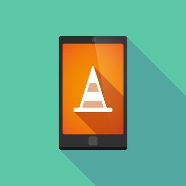 Uzun bir yol koni ile gölge telefon simgesi