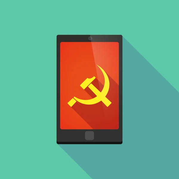 Ícone de telefone sombra longa com o símbolo comunista — Vetor de Stock