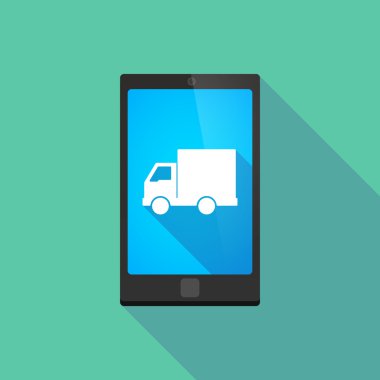 Uzun bir kamyon ile gölge telefon simgesi