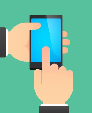 Bir telefon gösteren kullanarak eller 