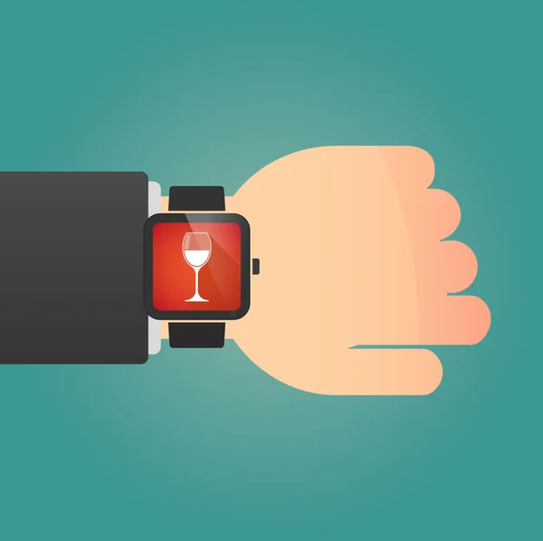 Isolerade smart Watch-klocka ikon med en kopp vin — Stock vektor