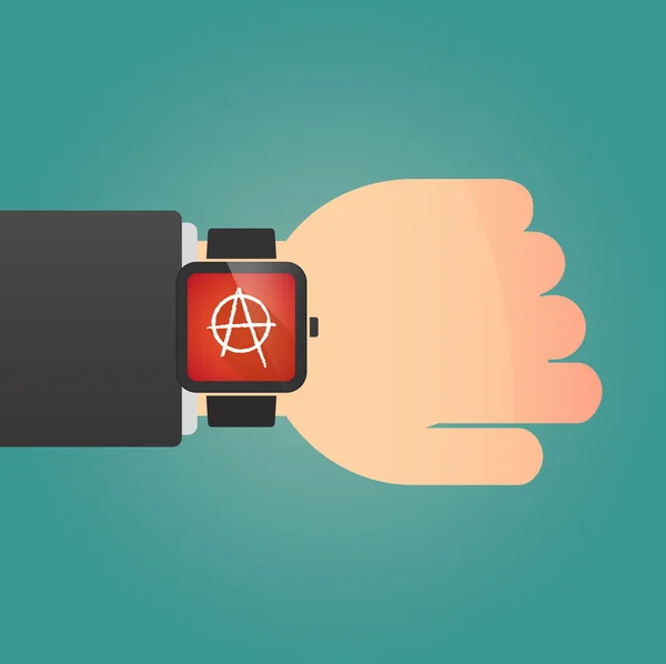Geïsoleerde slimme horloge icoontje met een teken van anarchie — Stockvector