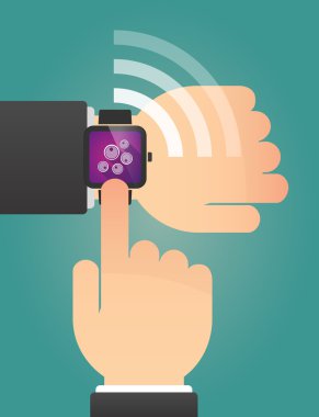 Yumurta ile akıllı bir saat gösteren bir el