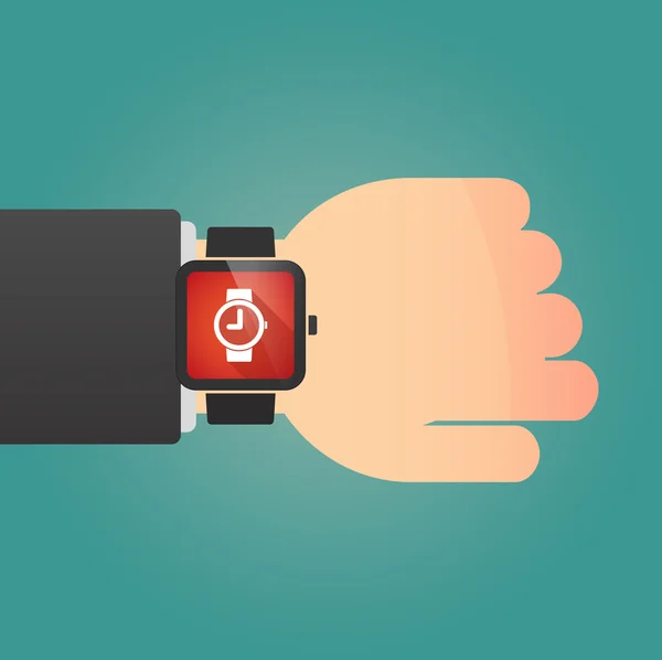 Man showing a smart watch with a wrist watch — Stock Vector