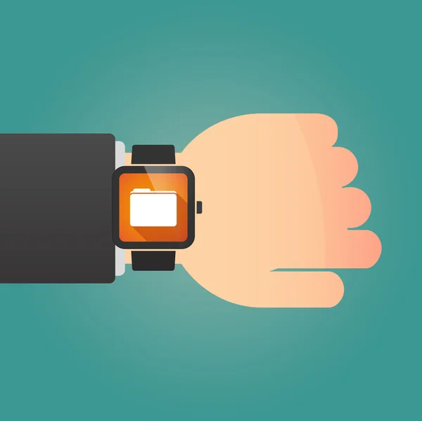 Man showing a smart watch with a folder — Stock Vector