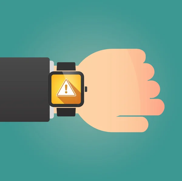 Man showing a smart watch with a warning signal — Stock Vector