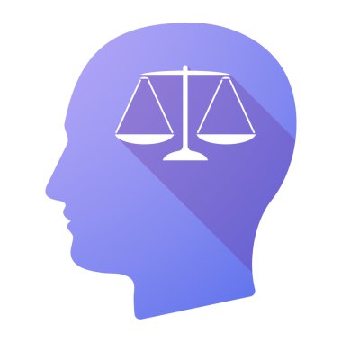 Adalet ağırlık ölçek işaretiyle erkek kafa simgesi