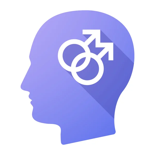 Male head icon with a gay sign — Stock Vector