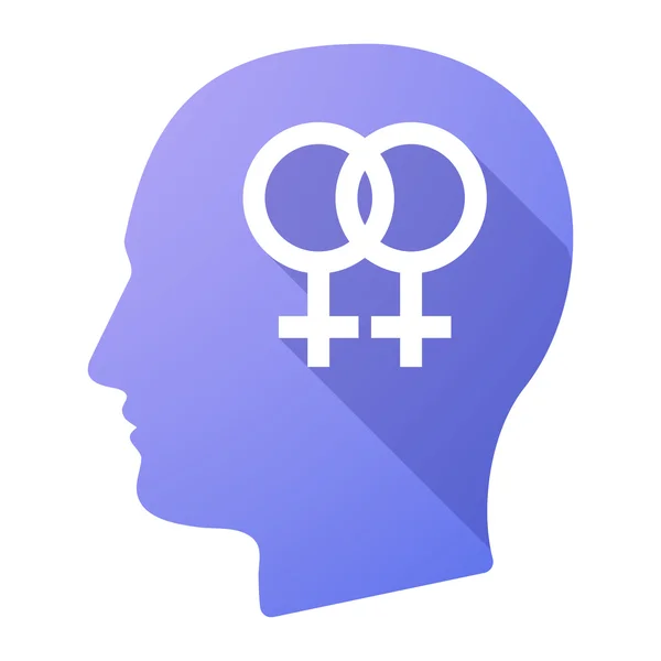 Знак мужской головы с лесбийским знаком — стоковый вектор