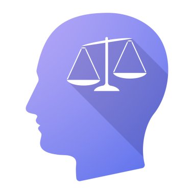 Gölge erkek baş simge bir dengesiz kilo ölçek ile uzun