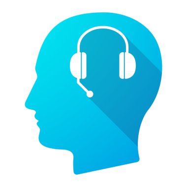 Gölge erkek baş simge eller serbest telefon aygıtı ile uzun