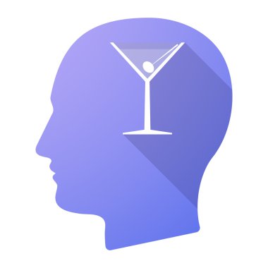 Gölge erkek baş simge bir kokteyl cam ile uzun