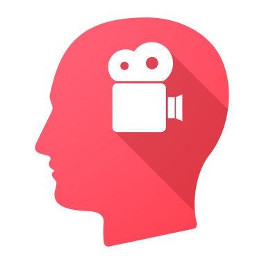 Gölge erkek baş simge bir film kamerası ile uzun