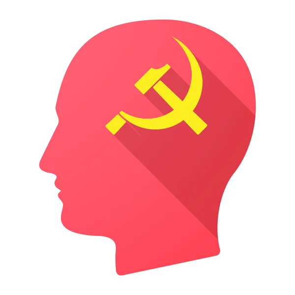 Longue ombre tête masculine icône avec le symbole communiste — Image vectorielle